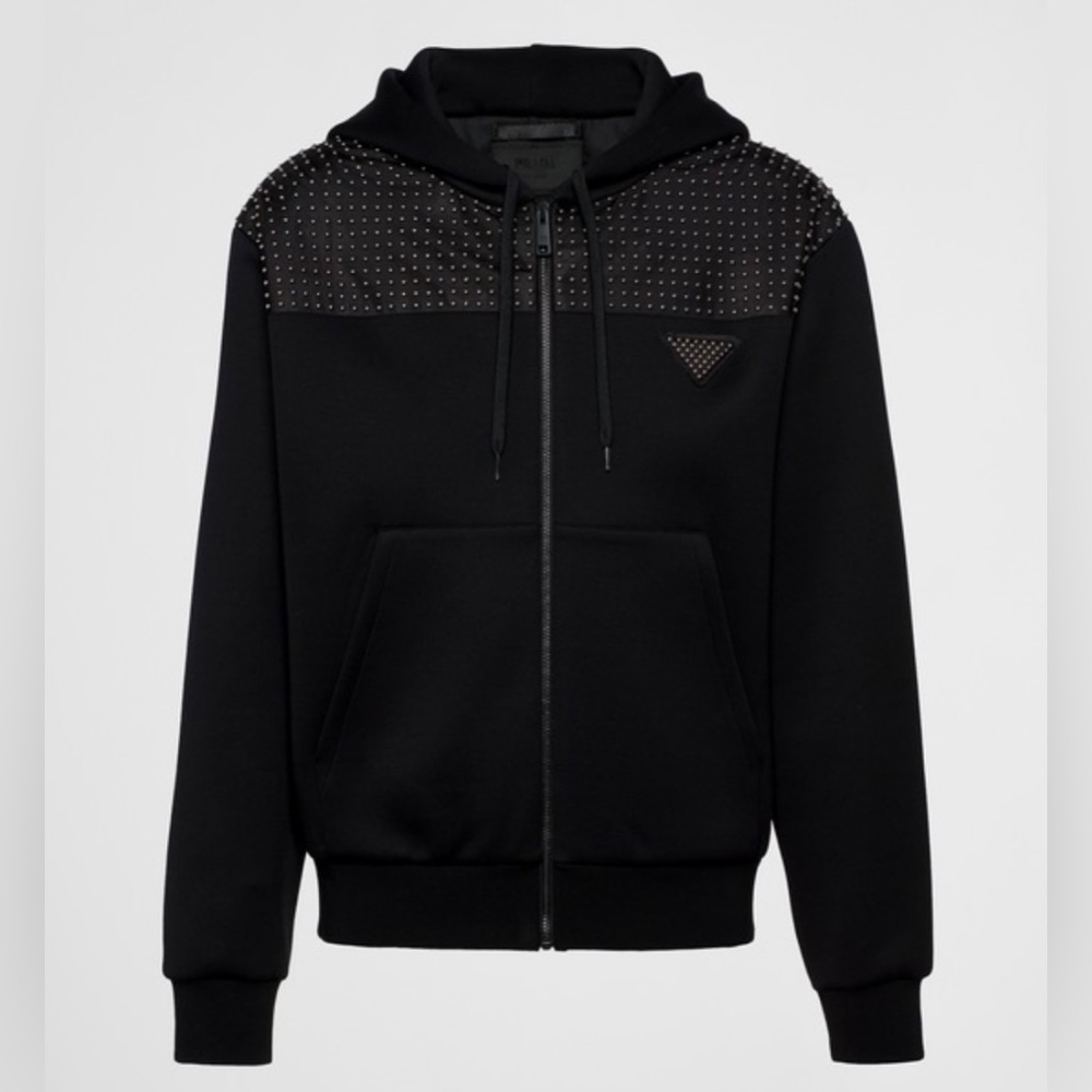 PRADA Studded Panel Zip Hoodie NWT & Authentic